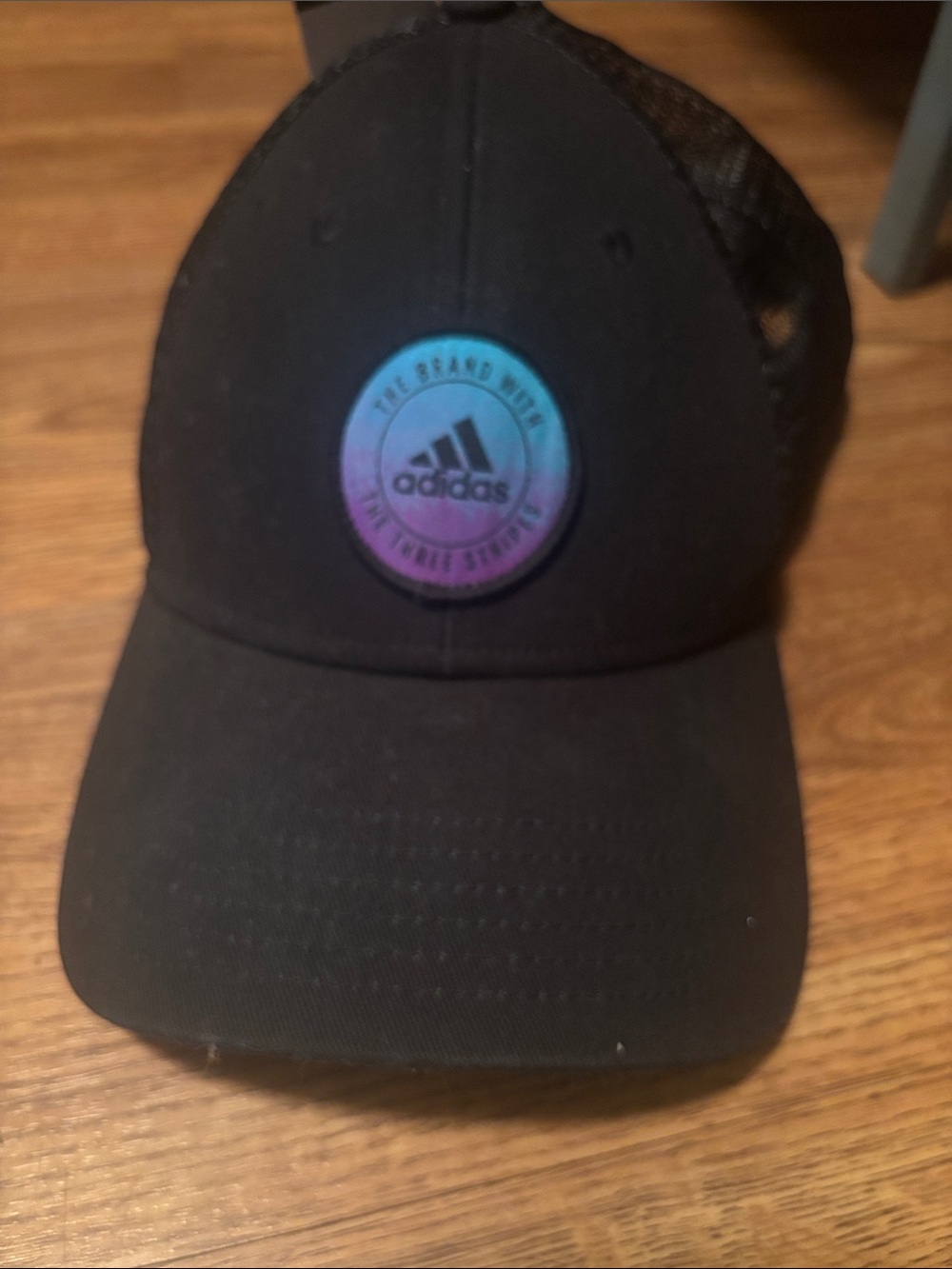 adidas Black Trucker Cap with Iridescent Logo Patch